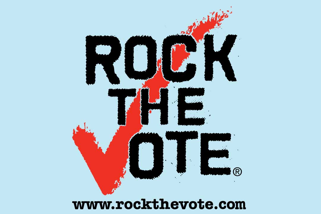Σήμα Rock the Vote και ένα κόκκινο σημάδι επιλογής